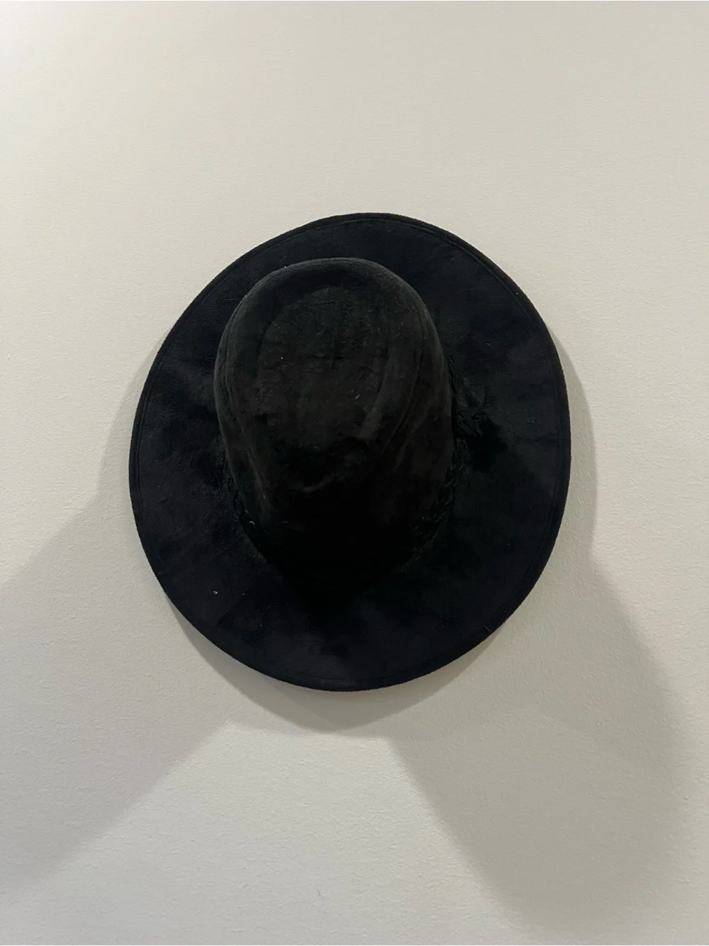 Black Suede Wide-Brim Fedora Hat
